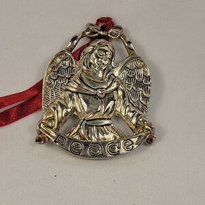 Gorham Silverplated  Peace Angel Christmas Ornament.